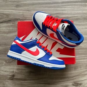 Nike Dunk Low White Crimsons Size 5Y/ 6.5 Women’s WORN ONCE